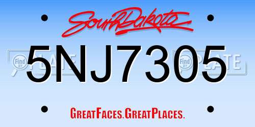 5NJ7305 South Dakota License Plate