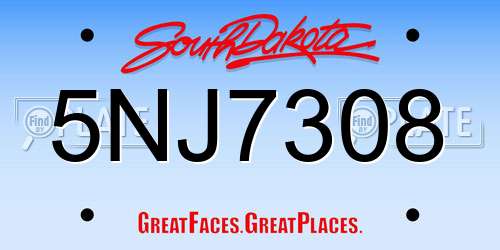 5NJ7308 South Dakota License Plate
