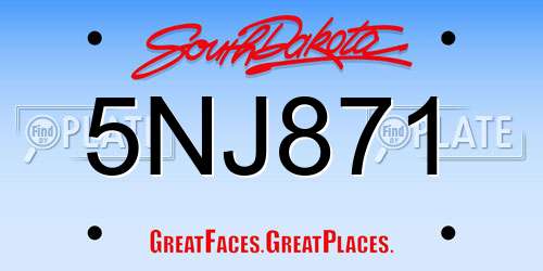 5NJ871 South Dakota License Plate