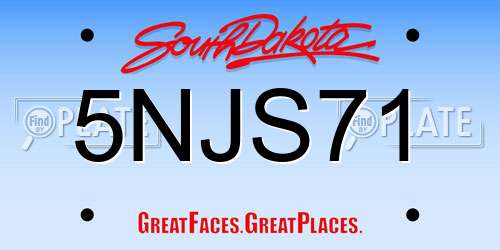 5NJS71 South Dakota License Plate