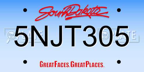 5NJT305 South Dakota License Plate