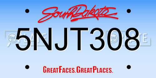 5NJT308 South Dakota License Plate