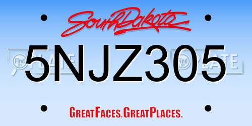 5NJZ305 South Dakota License Plate