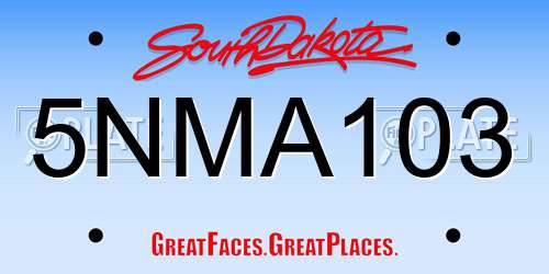 5NMA103 South Dakota License Plate