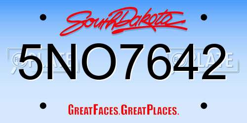 5NO7642 South Dakota License Plate