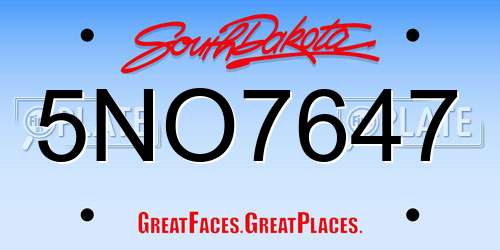5NO7647 South Dakota License Plate