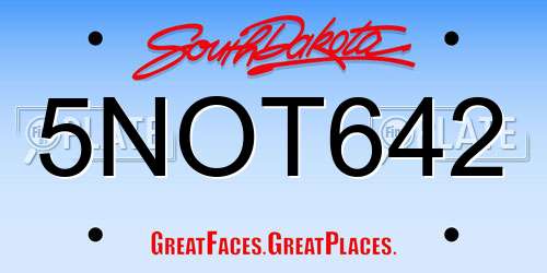 5NOT642 South Dakota License Plate