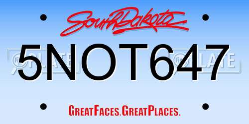 5NOT647 South Dakota License Plate