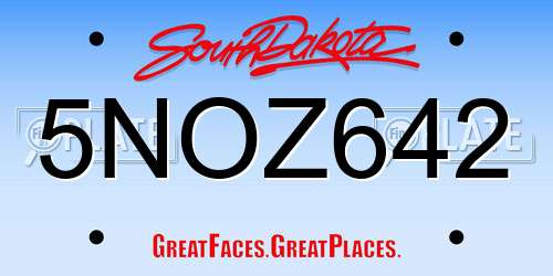 5NOZ642 South Dakota License Plate