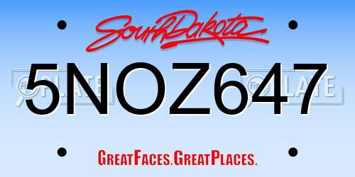 5NOZ647 South Dakota License Plate