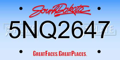 5NQ2647 South Dakota License Plate