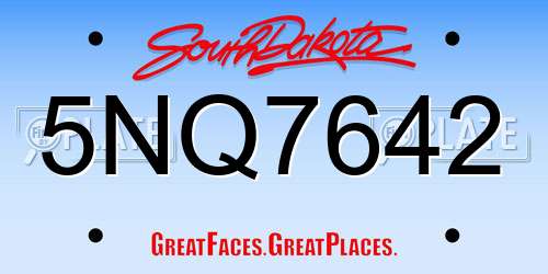 5NQ7642 South Dakota License Plate