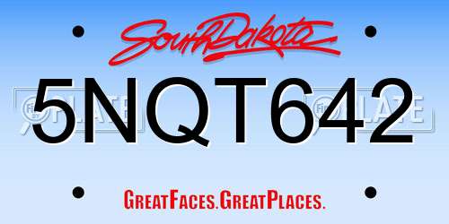 5NQT642 South Dakota License Plate