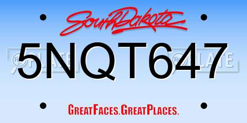 5NQT647 South Dakota License Plate