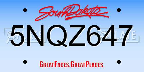 5NQZ647 South Dakota License Plate