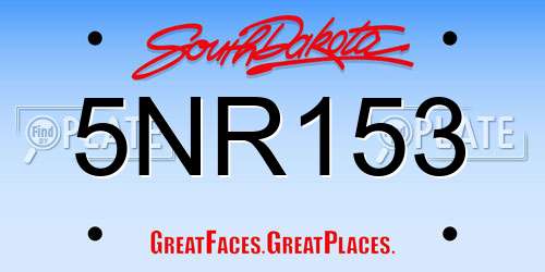 5NR153 South Dakota License Plate