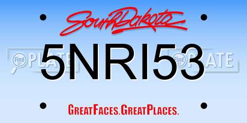 5NRI53 South Dakota License Plate