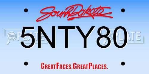 5NTY80 South Dakota License Plate