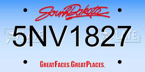 5NV1827 South Dakota License Plate