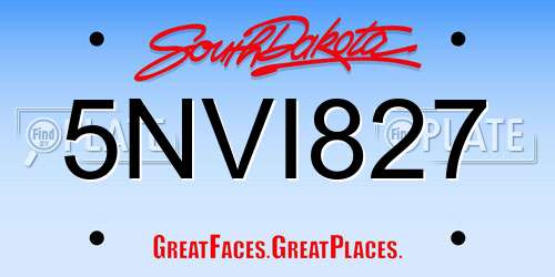 5NVI827 South Dakota License Plate
