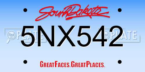 5NX542 South Dakota License Plate