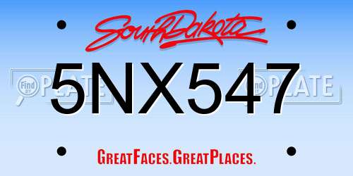5NX547 South Dakota License Plate