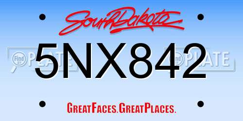5NX842 South Dakota License Plate