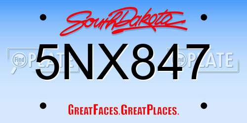 5NX847 South Dakota License Plate