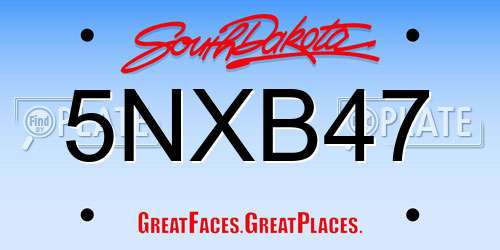 5NXB47 South Dakota License Plate