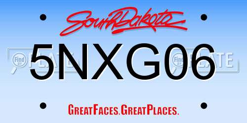 5NXG06 South Dakota License Plate