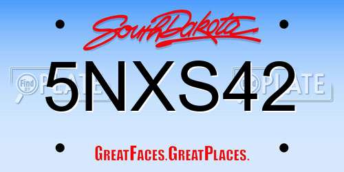 5NXS42 South Dakota License Plate