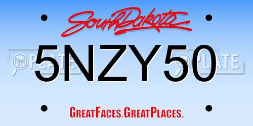 5NZY50 South Dakota License Plate