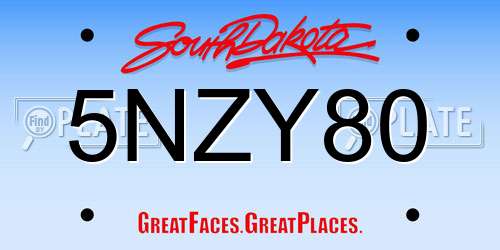 5NZY80 South Dakota License Plate
