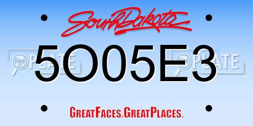 5O05E3 South Dakota License Plate