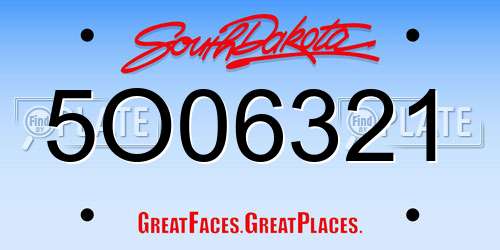 5O06321 South Dakota License Plate