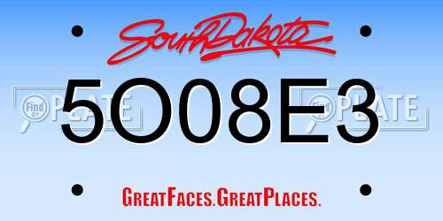5O08E3 South Dakota License Plate