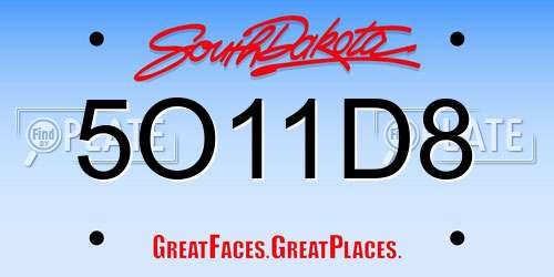 5O11D8 South Dakota License Plate