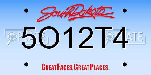 5O12T4 South Dakota License Plate