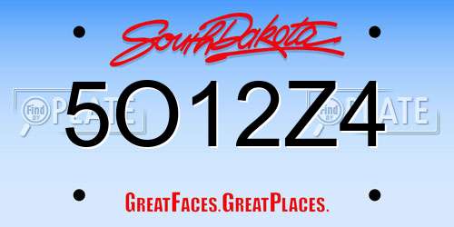 5O12Z4 South Dakota License Plate