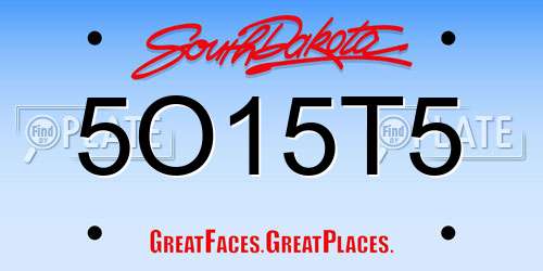 5O15T5 South Dakota License Plate