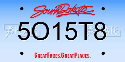 5O15T8 South Dakota License Plate