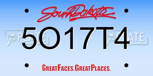 5O17T4 South Dakota License Plate