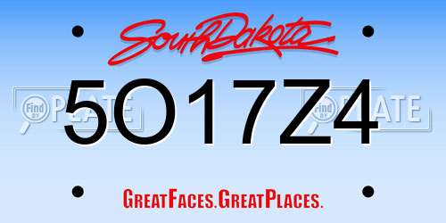 5O17Z4 South Dakota License Plate