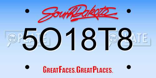 5O18T8 South Dakota License Plate