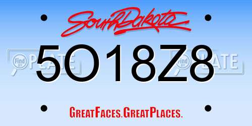 5O18Z8 South Dakota License Plate