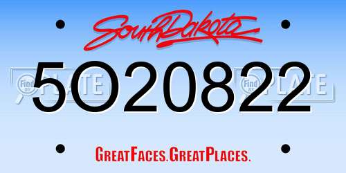 5O20822 South Dakota License Plate