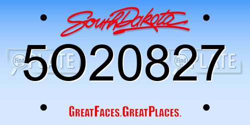 5O20827 South Dakota License Plate