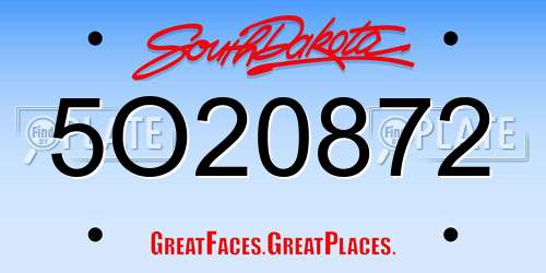 5O20872 South Dakota License Plate