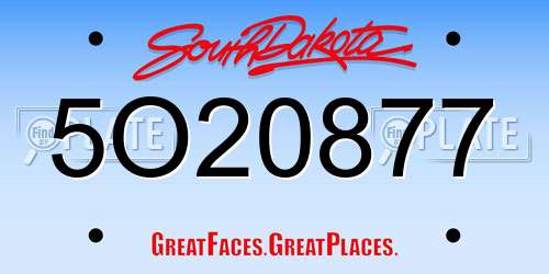 5O20877 South Dakota License Plate
