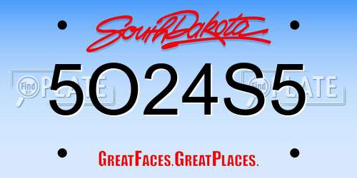 5O24S5 South Dakota License Plate